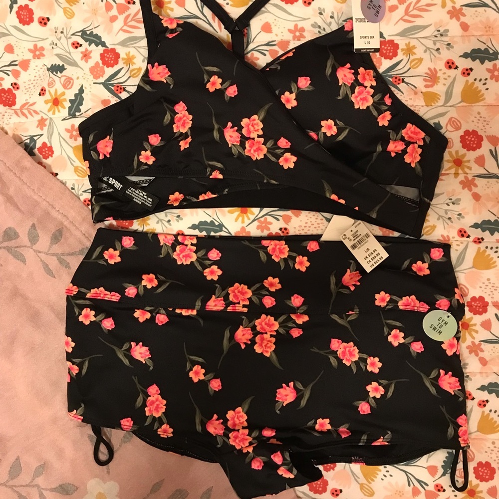 VS Pink gym to swim floral set- large
